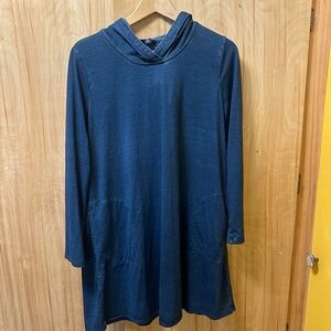 PURE JILL INDIGO LYOCELL( like TENCEL ) tunic top with pockets size M hoodie